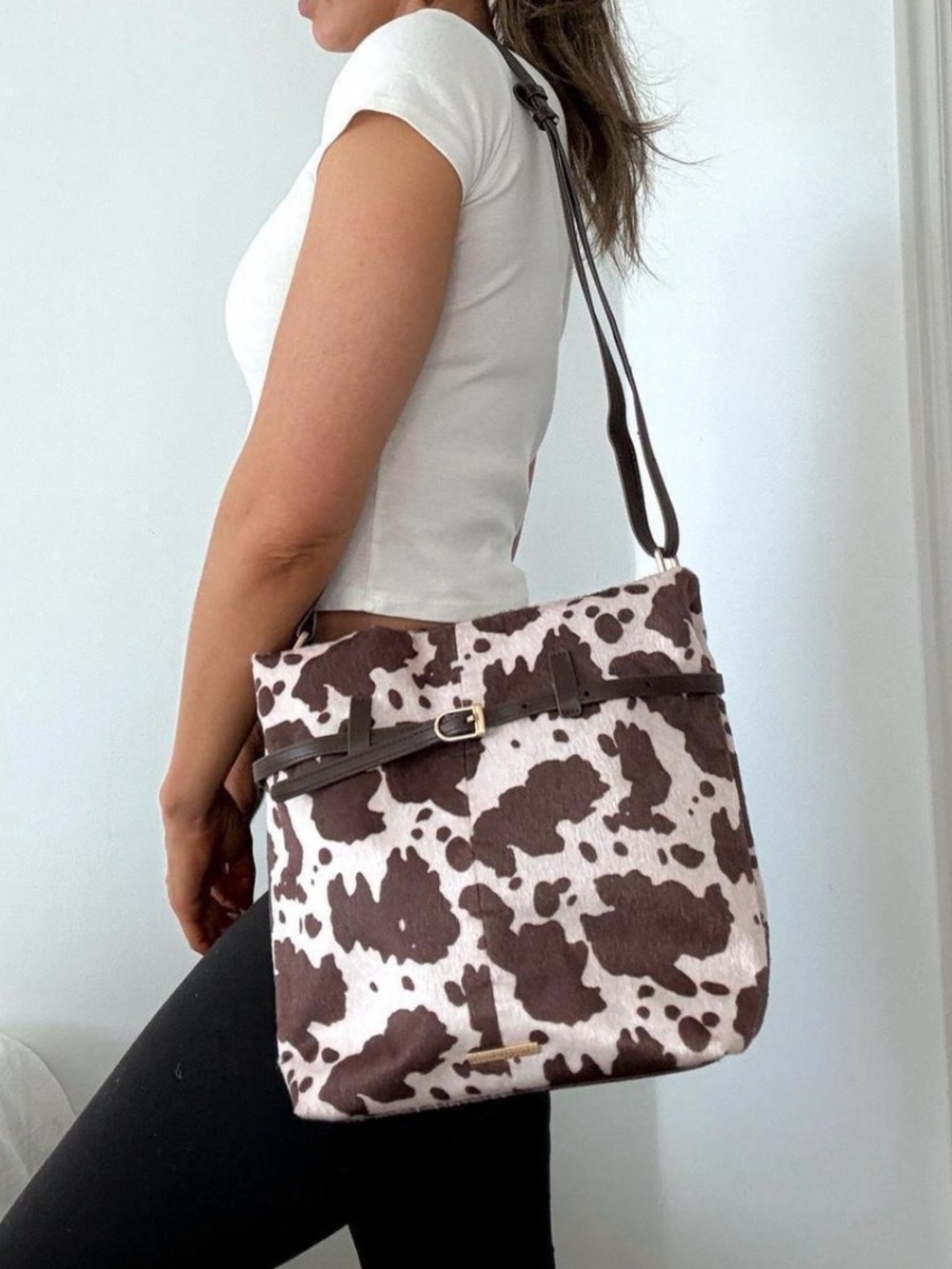 House of Harlow 1960 Cow Print Shoulder Bag